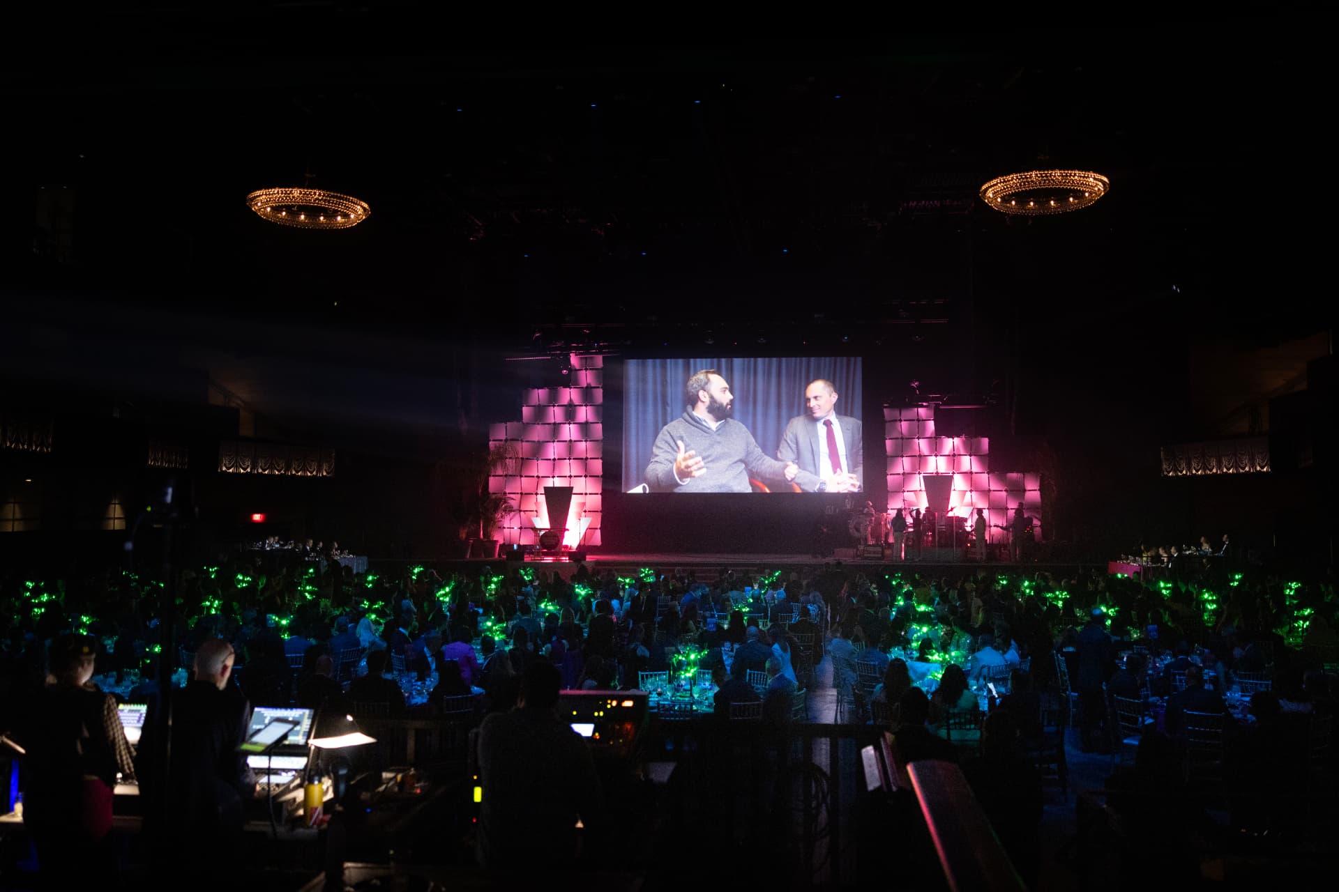 2023 RTCA Dinner ballroom with on-screen interview and control position