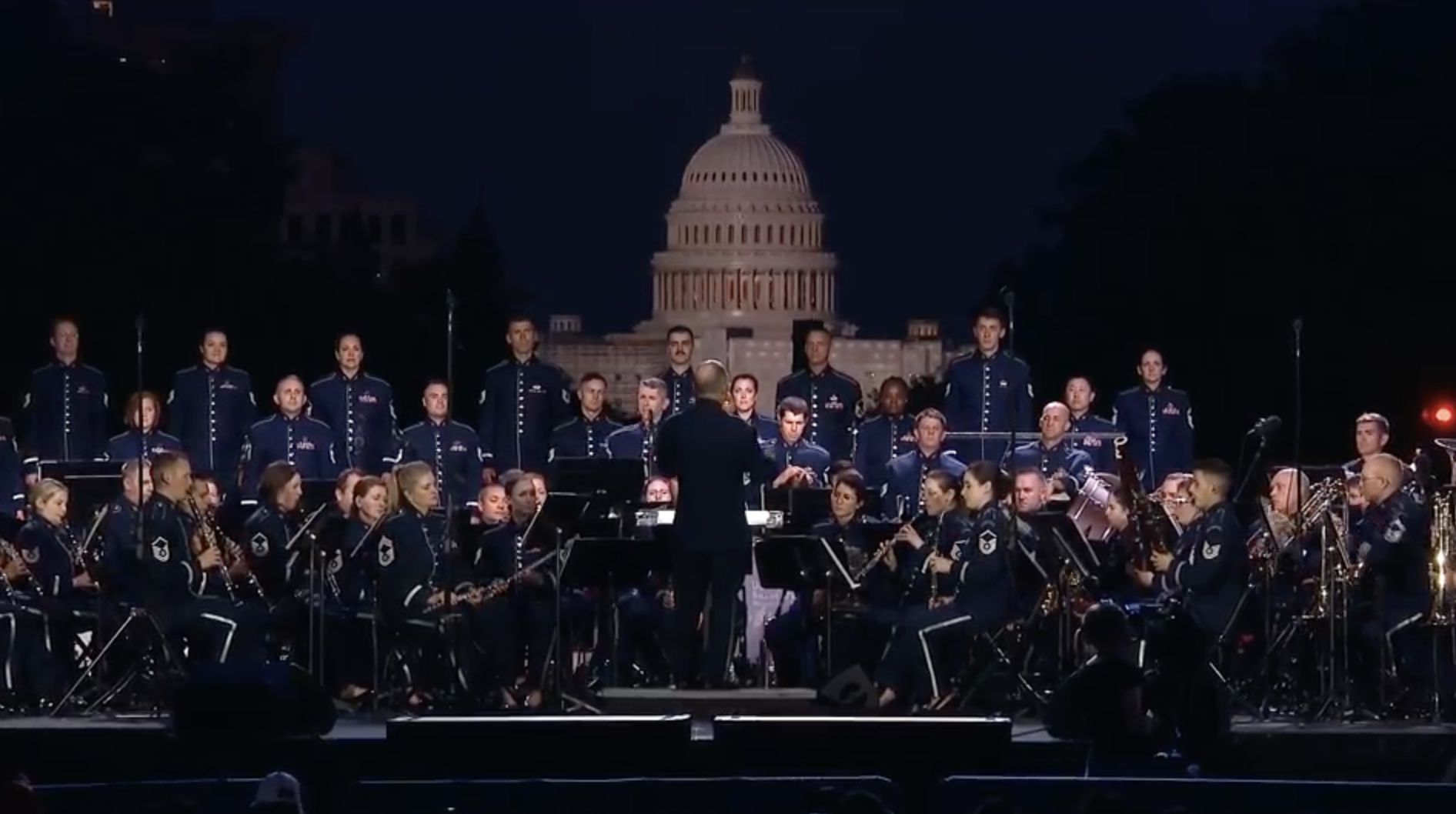 United States Air Force Band performing in front of the U.S. Capitol