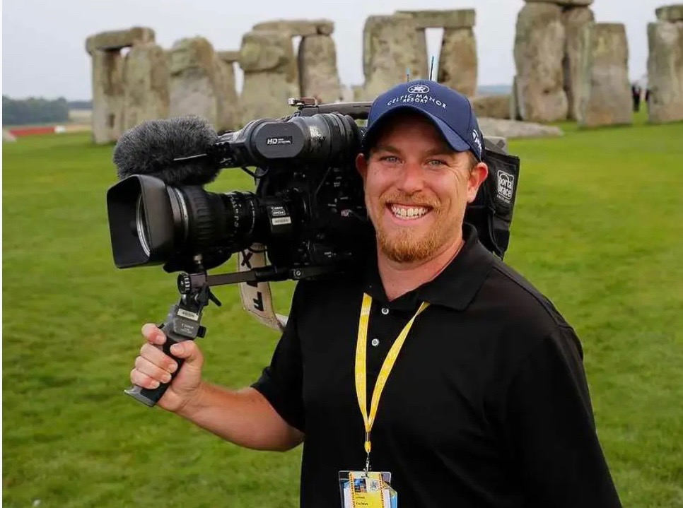 Stagecoach camera operator on assignment at Stonehenge
