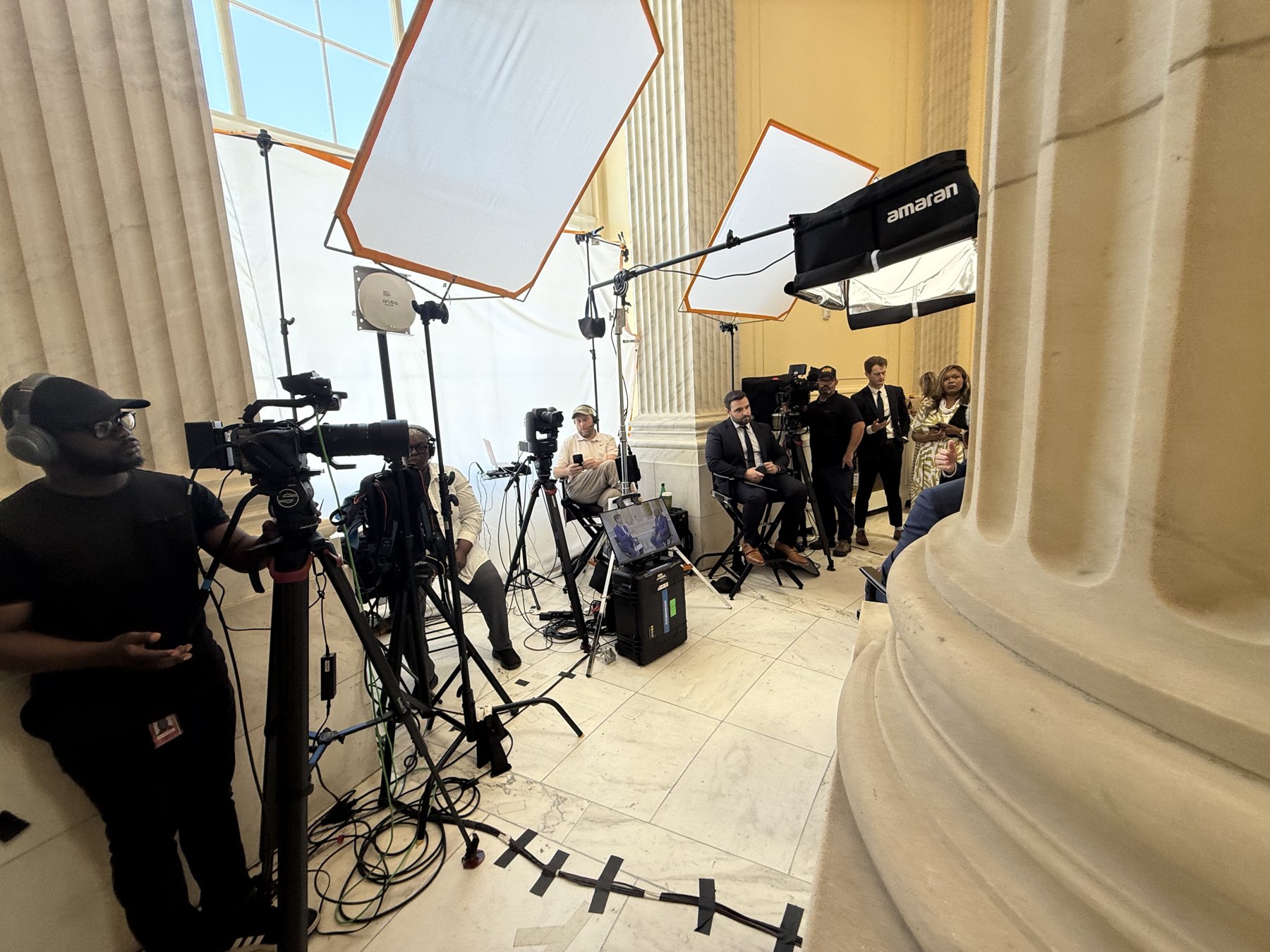 News production crew working on location