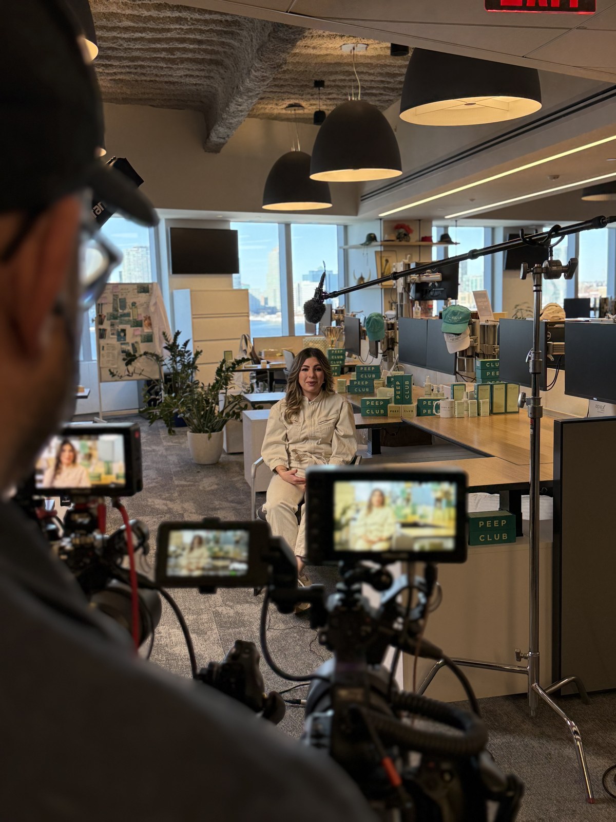 Peep Club founder interview set up in the brand's New York office